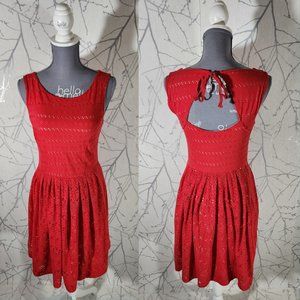 Postmark Red Eyelet Cutout Back Sunstream A-Line Dress